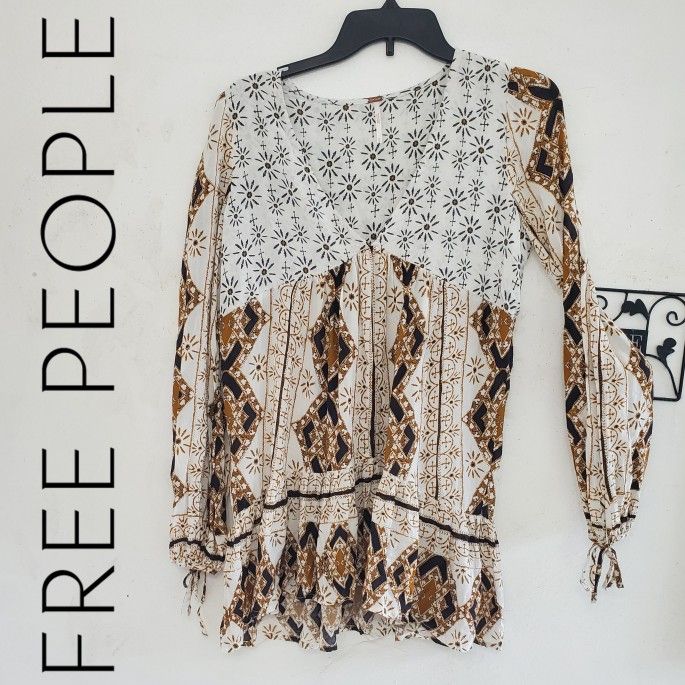 Free People Down by the Bay Ivory Boho Tunic