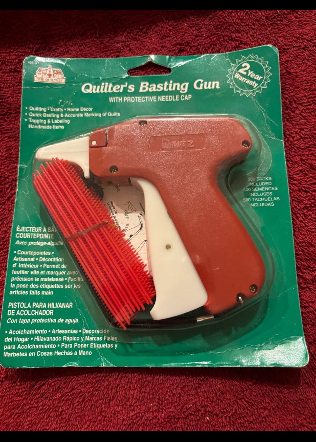DRITZ quilter’s basting gun quilting sewing price tag tagging SEALED
