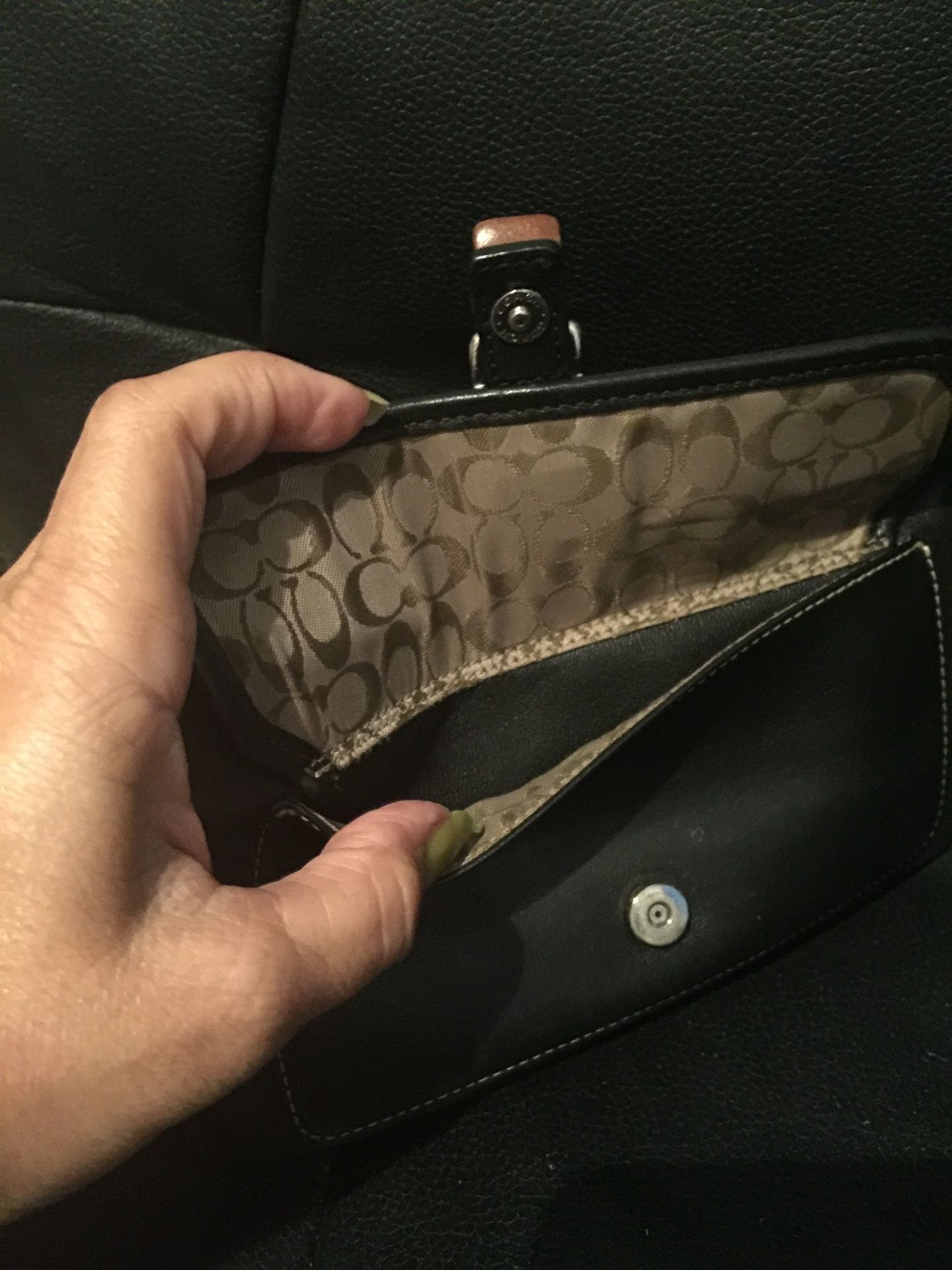 Black leather Wristlet