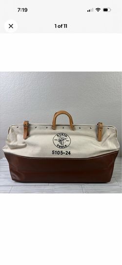 Klein Tools 5105-24 Tool Bag, Heavy Duty Canvas 24-Inch, Natural/Brown