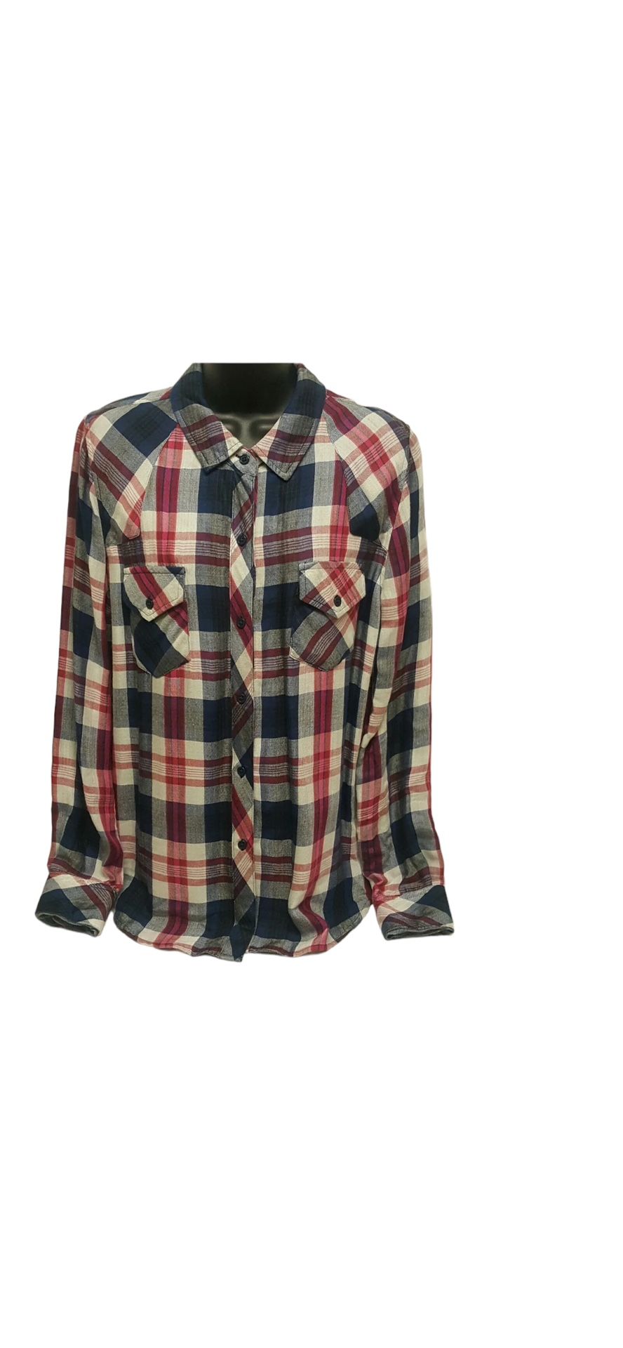 Rails Kendra Women Red & Blue Plaid Button-Down Shirt Size M