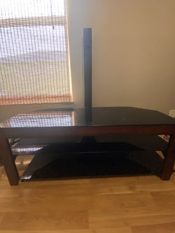TV Stand with Glass Shelves