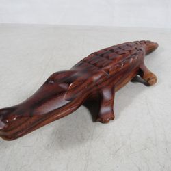 Hand-Carved Wooden Crocodile/Alligator Folk Art Sculpture 12" Length

