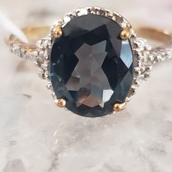 10k London Blue Topaz And Diamond Ring