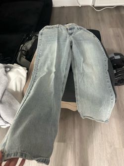 ASHLEY MASON Light Wash Wide Leg Jeans Pink Bow Pockets
