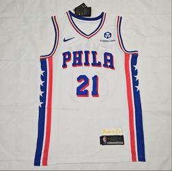Joel Embiid Philadelphia 76ers Swingman Basketball Men's Jersey White Size S-L NEW
