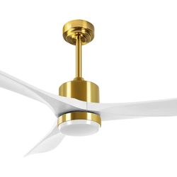 56” Wisful Gold And White Ceiling Fans With Lights Remote 