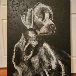 "Oregano" - Textured Oil Painting of a Black Labrador, Original Artwork 30"x40"