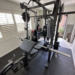 Vesta Fitness Smith Machine 2001 w/Bench Attachment | 230lb Bumpers Weights | 7ft Olympic Bar | Fitness | Gym Equipment | FREE DELIVERY 🚚 