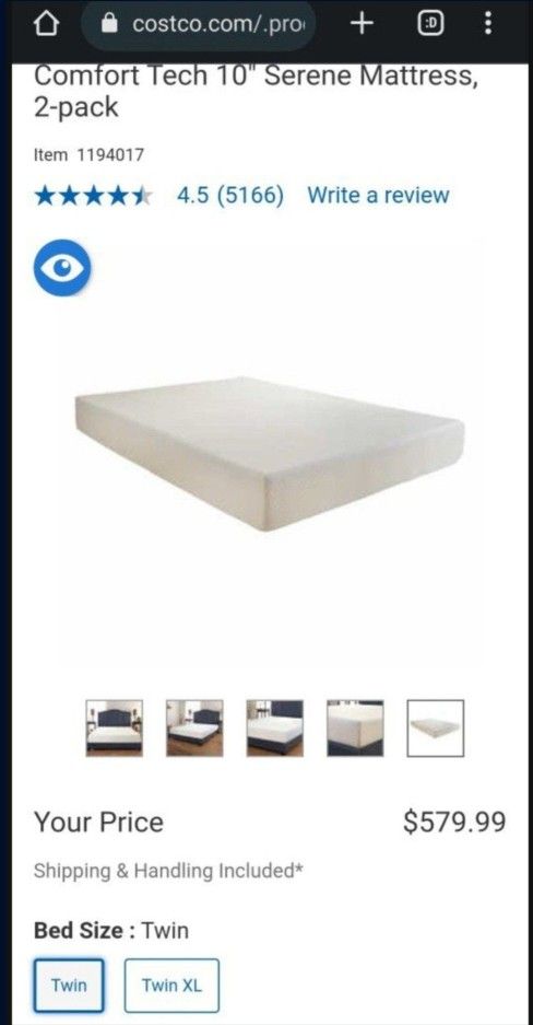 Comfort Tech 10" Serene Mattress 2-pack
