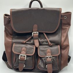 Robert Graham Brown Leather Backpack Vintage Style with Buckle Pockets