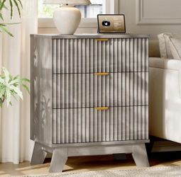3 Drawers Dresser with Charging Station,Fluted Dresser