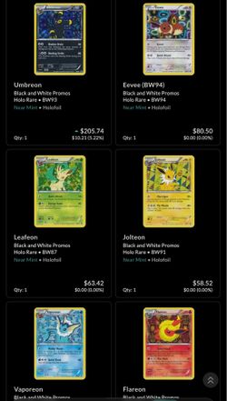 Looking For Pokemon Black and white Eevee and evolution promo cards