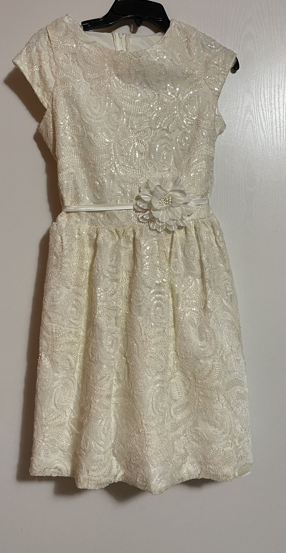 Girls Ivory Sequin Dress Size 14