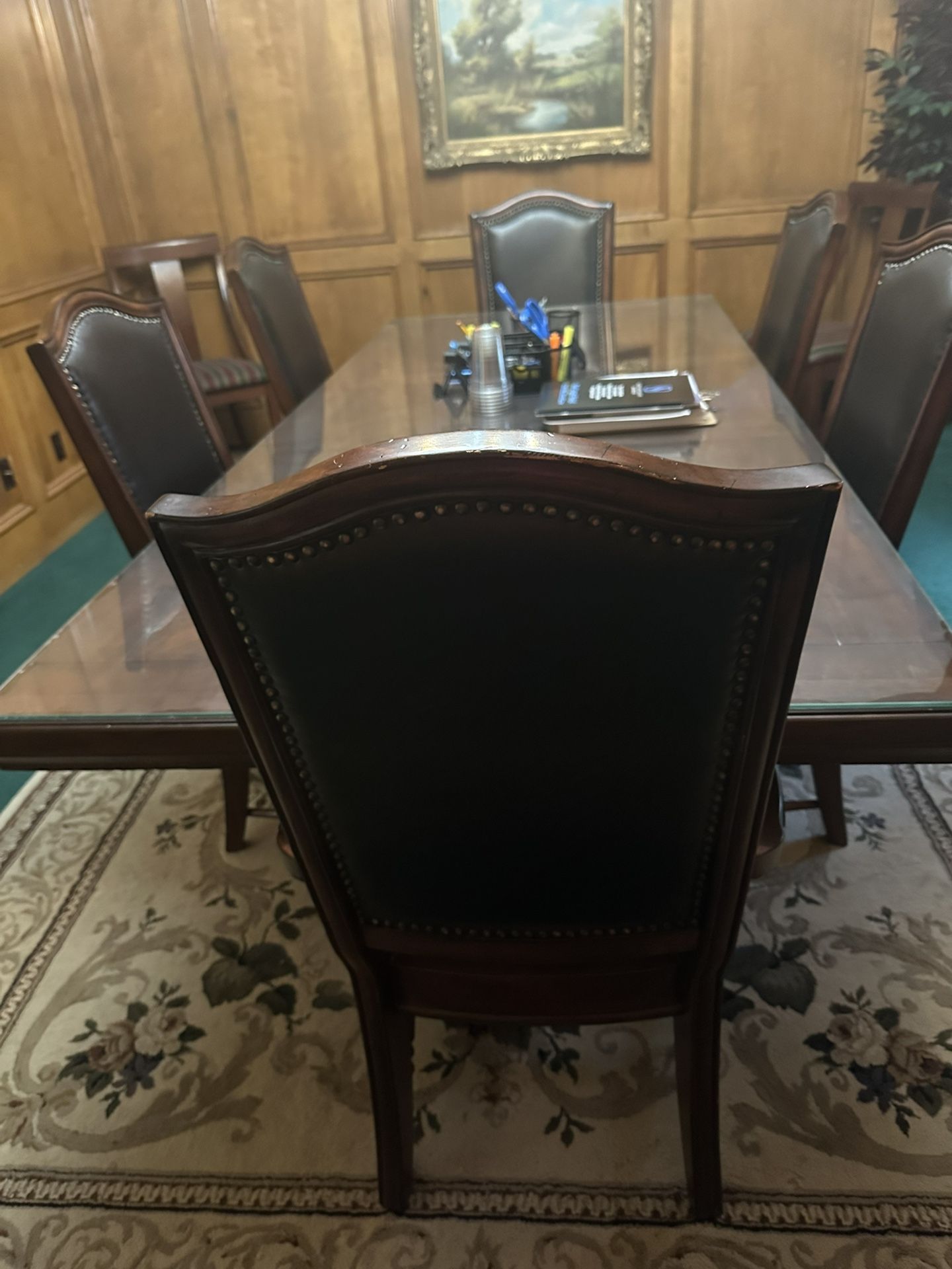 Solid Executive Conference Table With Glass Top