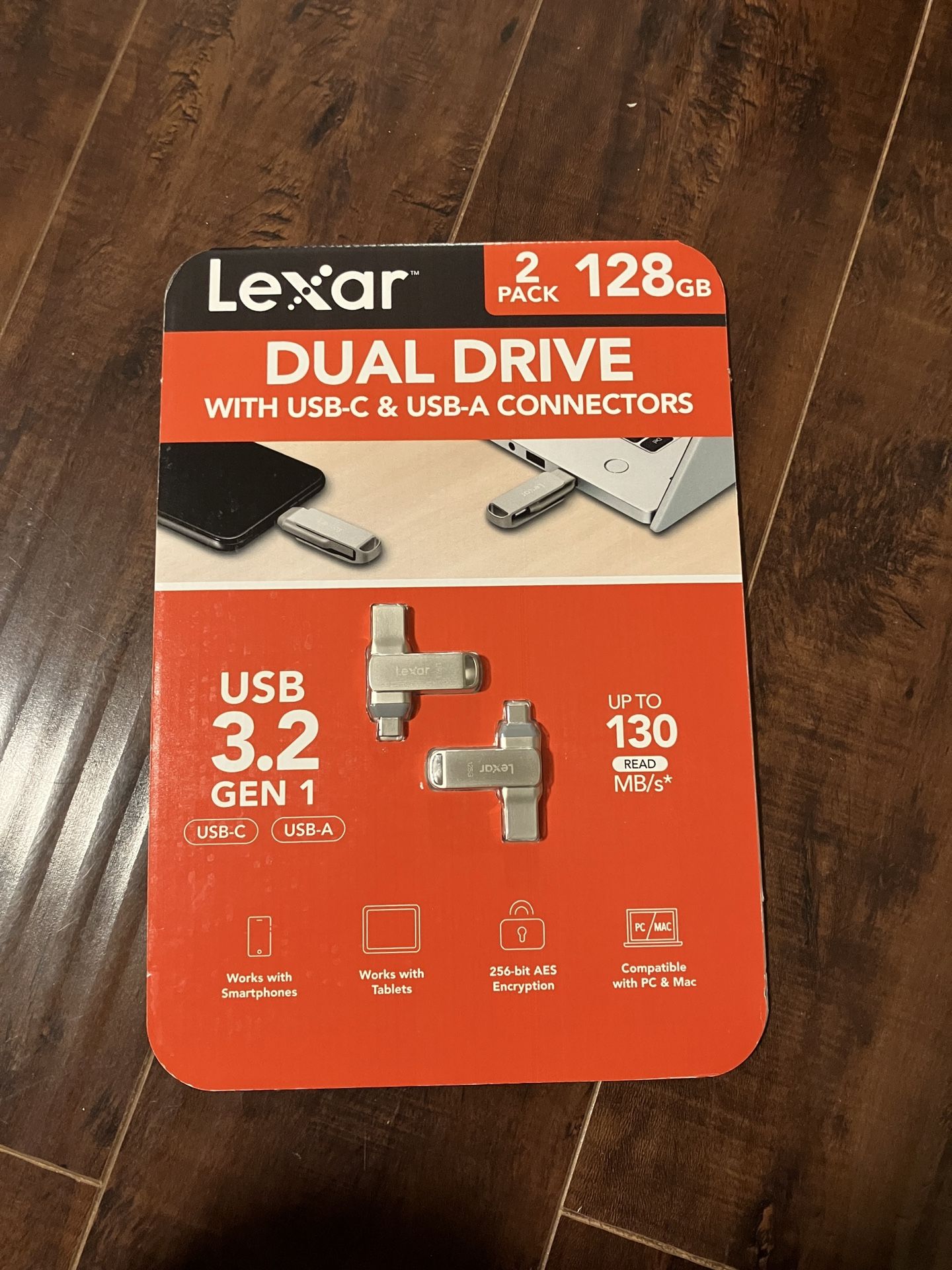 3 Lexar Dual Drive USB-C & USB-A 128GB (2 Pack)