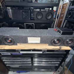 4 New Cerwin Vega 6.5” Subs In Ported Box $300 Add A Kicker 800.1 Amp For $100 More 