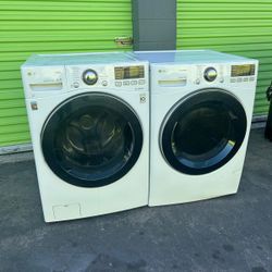 LG STEAM SET WASHER 4.5 AND GAS DRYER 7.5 CUFT ENERGY ⭐️ HIGH EFFICIENCY 27”W