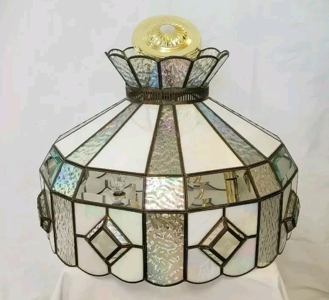Vintage Tiffany Style Stained Glass Chandelier