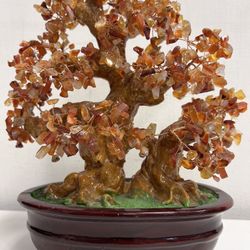 Vintage Chinese Glass Beaded Bonsai Tree
