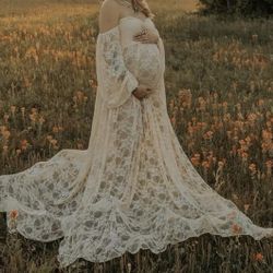 Blush Pink Lace Maternity Dress