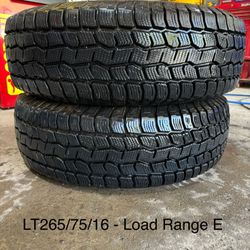 (2) - LT265/75/16 Cooper Snow Claw Tires
