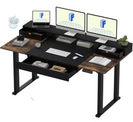 FLEXISPOT 4-Leg Standing Desk with Storage 71x32 in Electric Adjustable Height with 3 Drawers