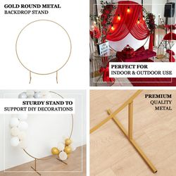6.5ft Gold Metal Circle Wedding Arch Stand, Floral Balloon Garland Hoop, Round Backdrop Frame

 Thumbnail
