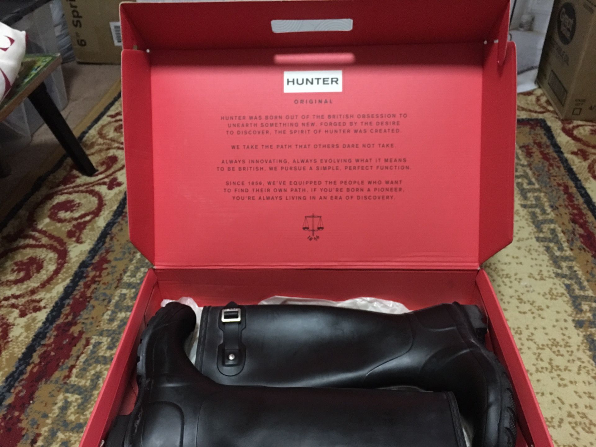 Black Tall Hunter rain boots