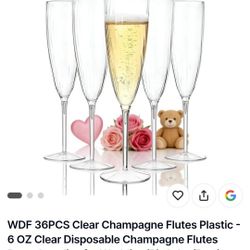 36PCS Clear Champagne Flutes Plastic 