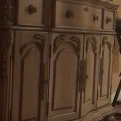 Antique Buffet, Coffee Table And Two Corner Tables