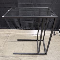 Modern Black Metal Frame Glass Top Coffee Table with Shelf
