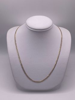 14KT Two Tone Diamond Cut Curb Link Chain