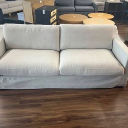 New 87” Sofa, Cream Linen Fabric