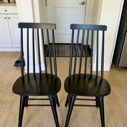 2 Black Wooden Dining Chairs