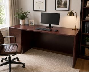 Large Mahogany Wood Office Desk