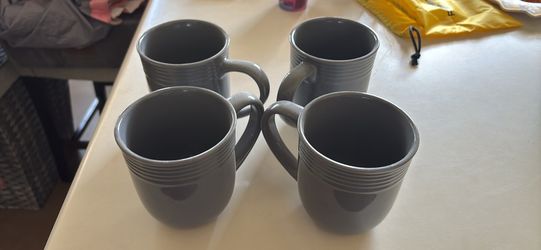 Set of 4 Grey Ceramic Mugs