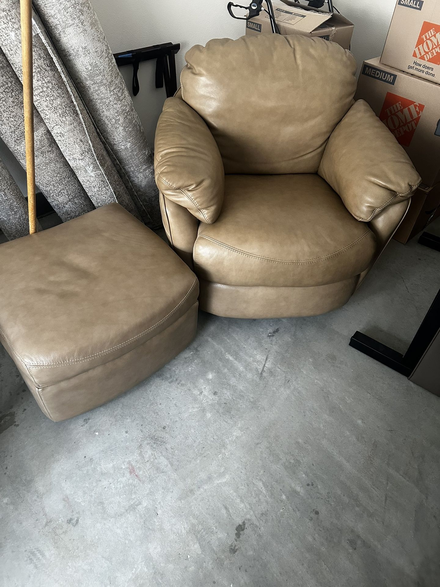 Leather Chair And Ottoman 