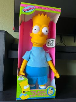 New Vintage 1990 Talking Bart Simpsons,Pull String Plush Toy, 18 inches Tall