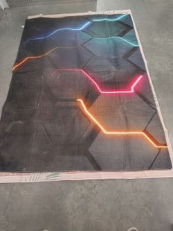 Neon Hexagon Print Area Rug