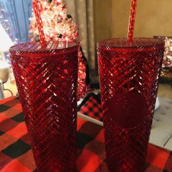 2021 Starbucks Christmas Winter Red Jeweled Coffee Tumbler