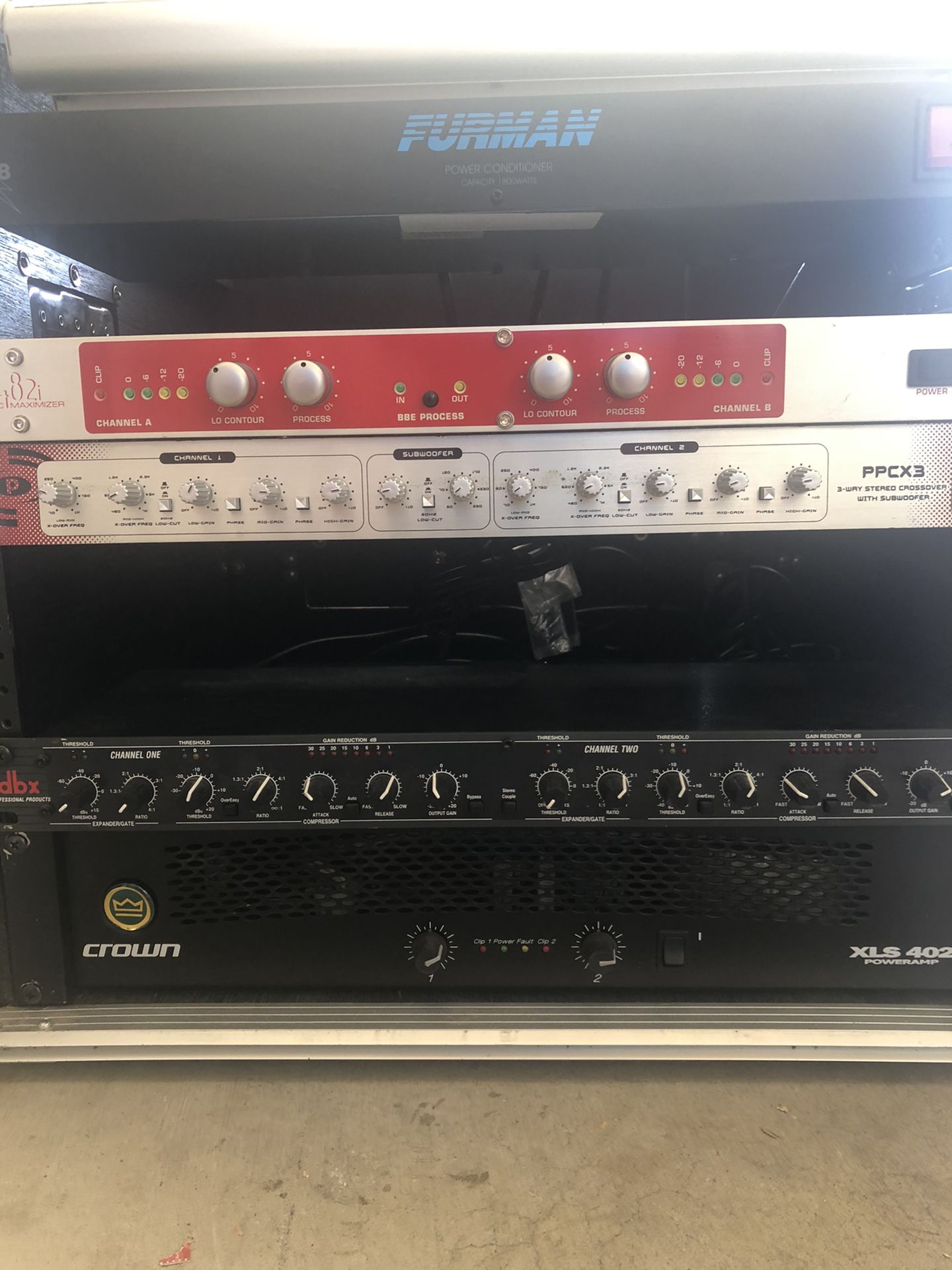 PA, Bass rig, Guitar amp, keyboard