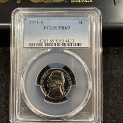 1971 S Gem Proof Jefferson Nickel Graded At PR69 R-15