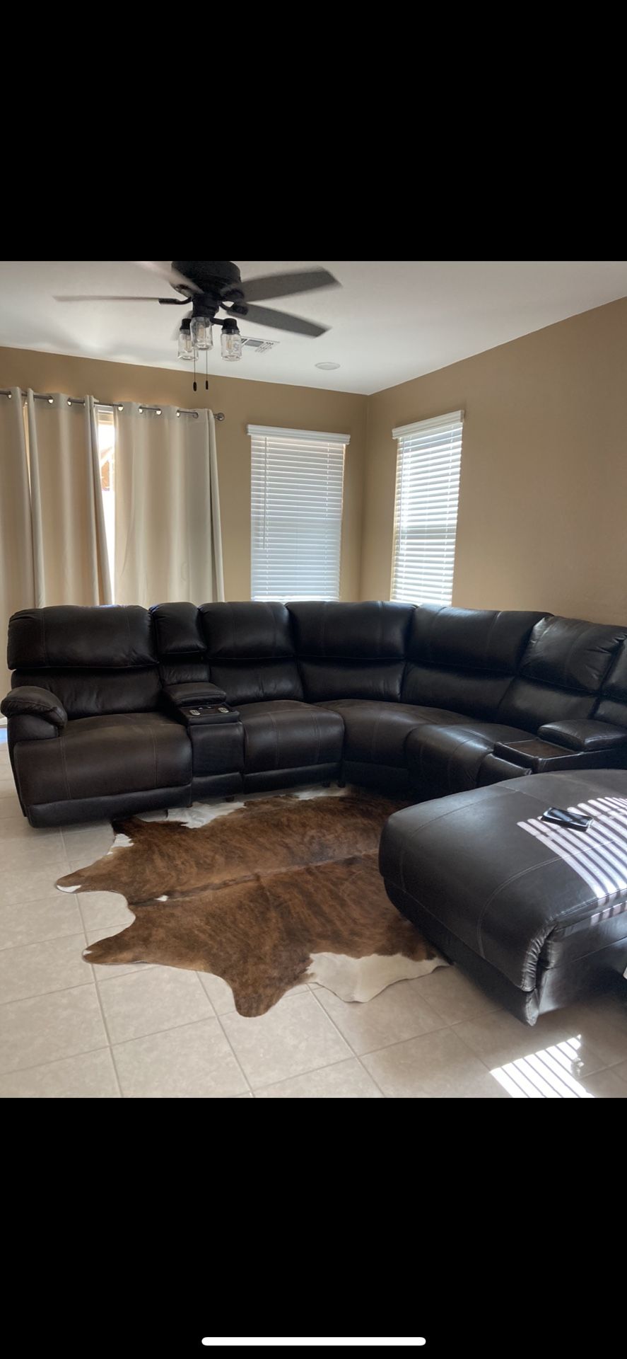 Leather Power And Massaging Sectional