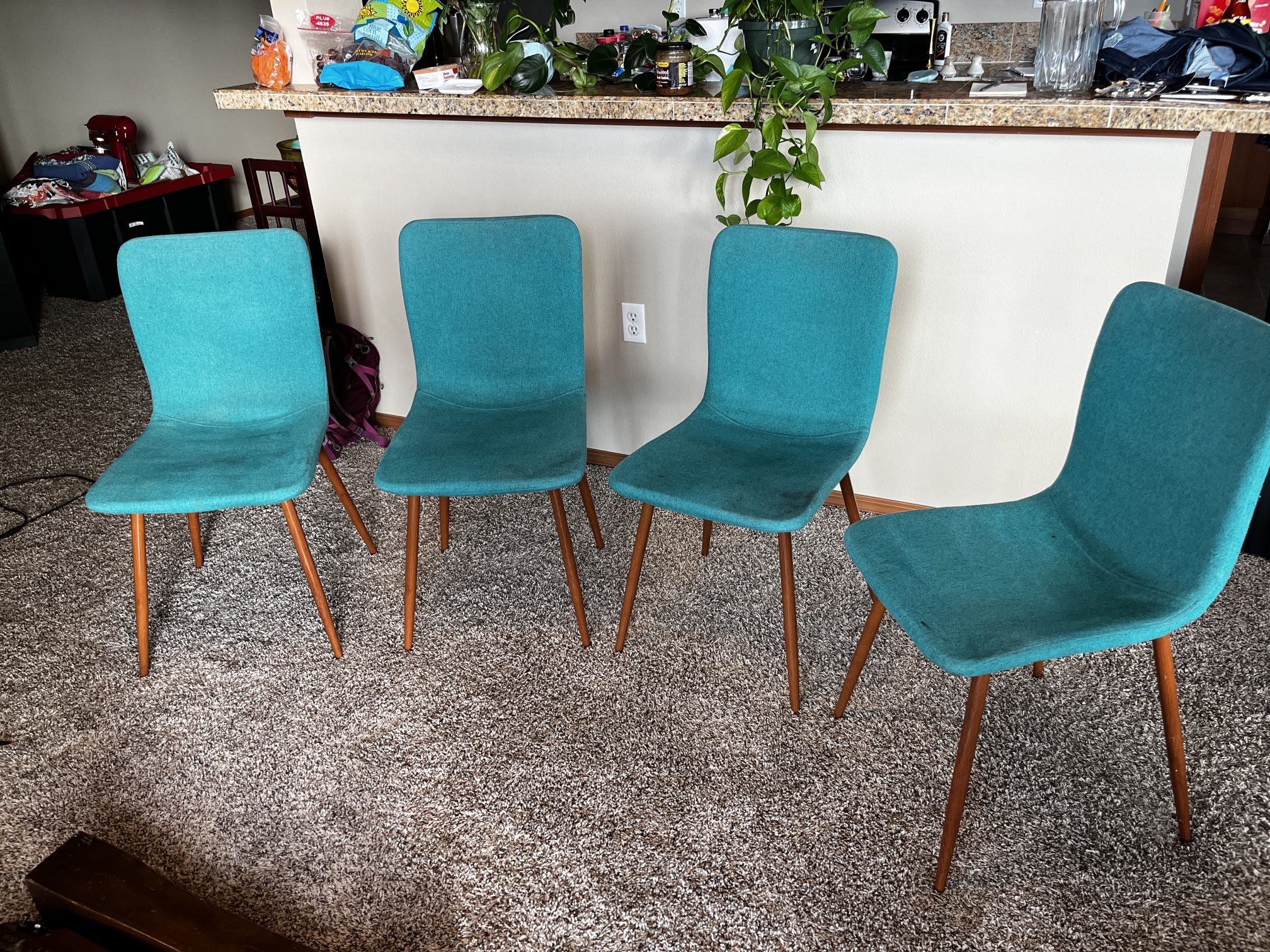 Four Turquoise Dining Chairs