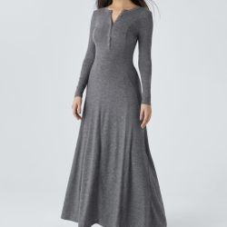Grey Button Up Maxi Dress