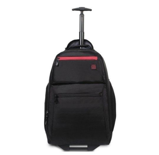 Protege 22" Black Rolling Backpack with Telescopic Handle Mochila Con Ruedas Carryon