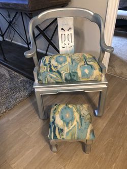 Wooden chair and ottoman