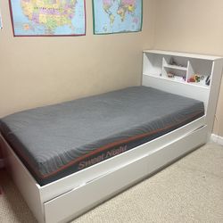 Twin size bed frame and mattress, self-pickup, 33186