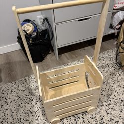 Wooden Baby Shower Crate Closet with Wheels & Higher Handle